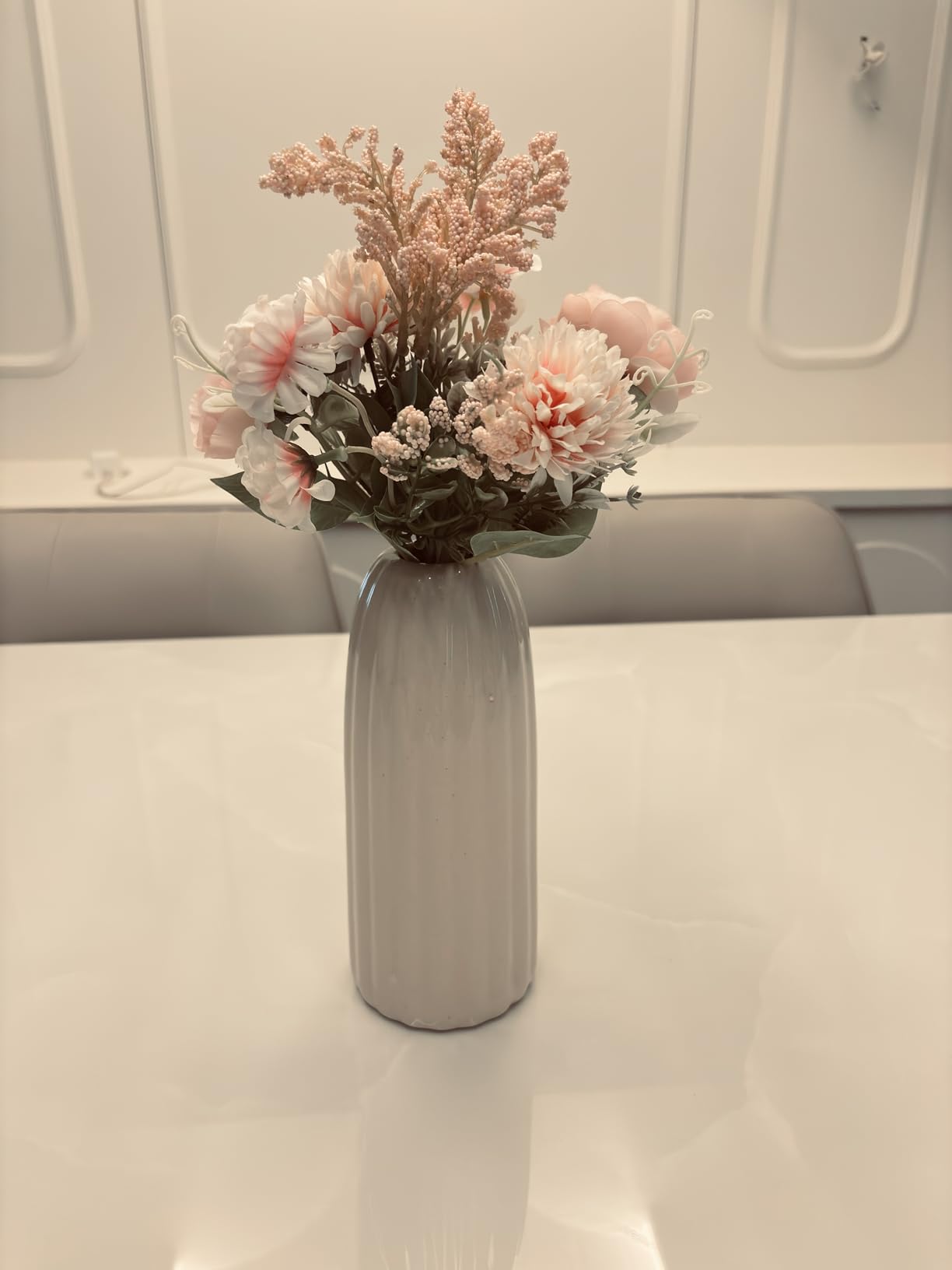 SATYAM KRAFT 1 Pcs Artificial Multiflora Flower Roses Fake Sticks Bunch Decorative Items for Home Decor,Bouquets,Bedroom,Living Room,Wedding (Without Vase)(Pink, Fabric)