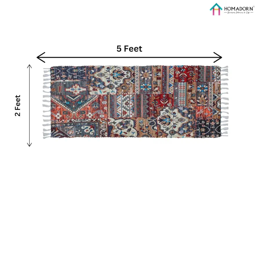 HOMADORN Handmade Printed Modern Dhurrie/Rugs/Carpet for Living Room/Drawing Room Enhanced Decor for Bedroom 