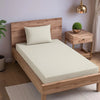 Trance Home Linen 300Tc Premium Jacquard Weave 100% Cotton Solid Fitted Bedsheet for Single Bed with 1 Pillow Cover Colour Pearl
