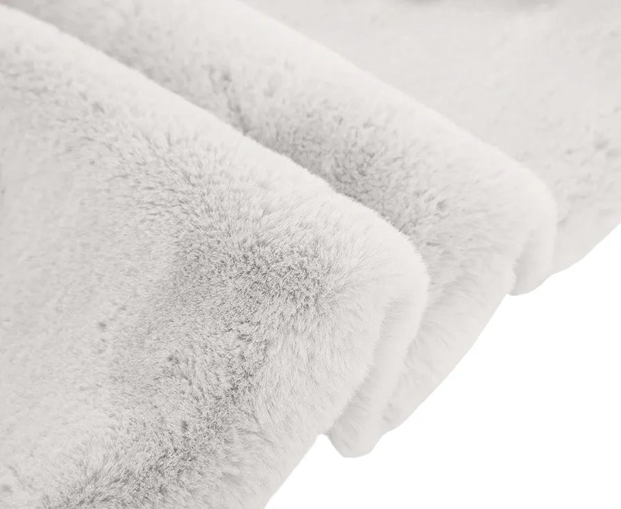 LUXE HOME INTERNATIONAL Ruffle Bath Runner Rabbit Fur 1000 GSM Bathroom Door Foot Mats Anti Skid Water Absorbent Easy Machine Washable Rug for Entrance|Kitchen Floor|2 X 5 Ft|White|Pack of 1