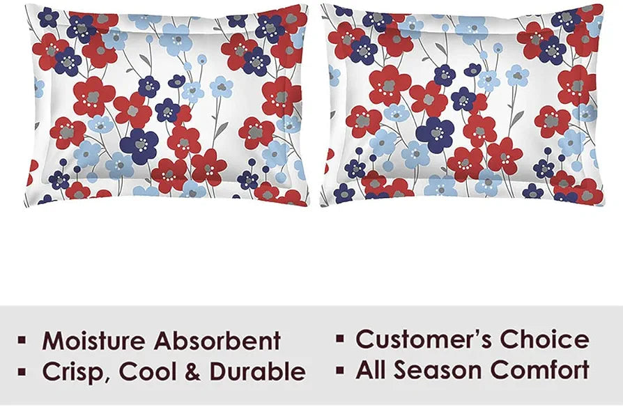 Layers California 100% Cotton Bedsheet Set for All Seasons - Lightweight, Moisture Absorbent, Machine Washable & Easy to Care - 225 CVC - King Size 