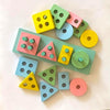 Mini Leaves Wooden Blocks Shapes Board Blocks Sorting and Stacking Montessori Education Geometric Colour Recognition Toys