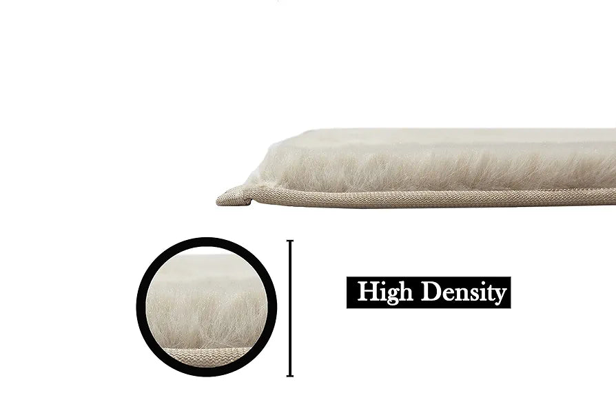 LUXE HOME INTERNATIONAL Ruffle Bath Mat Rabbit Fur 1000 GSM Bathroom Door Rectangular Foot Mats Anti Skid Water Absorbent Easy Machine Washable Rug for Entrance|Kitchen Floor|45X75 Cm|Beige|Pack of 1