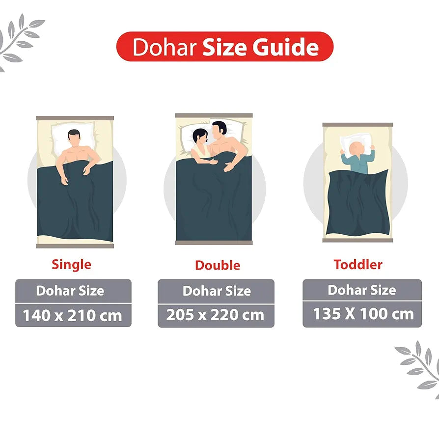 Divine Casa Floret 100% Cotton Double Dohar | 120 GSM | Soft & Lightweight Throw Blanket | Reversible Design | Cozy & Breathable Bedding | All-Season Comfort | 220 x 205 CM, Royale