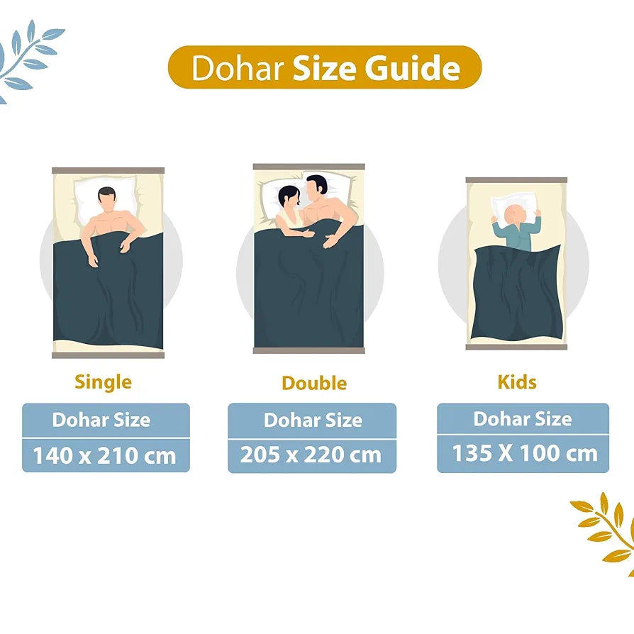 Divine Casa 100% Cotton Double Bed Dohar | Ultra-Soft & Lightweight AC Blanket | Reversible Summer Quilt | 220 x 205 CM, Blossom Haven Sky Blue