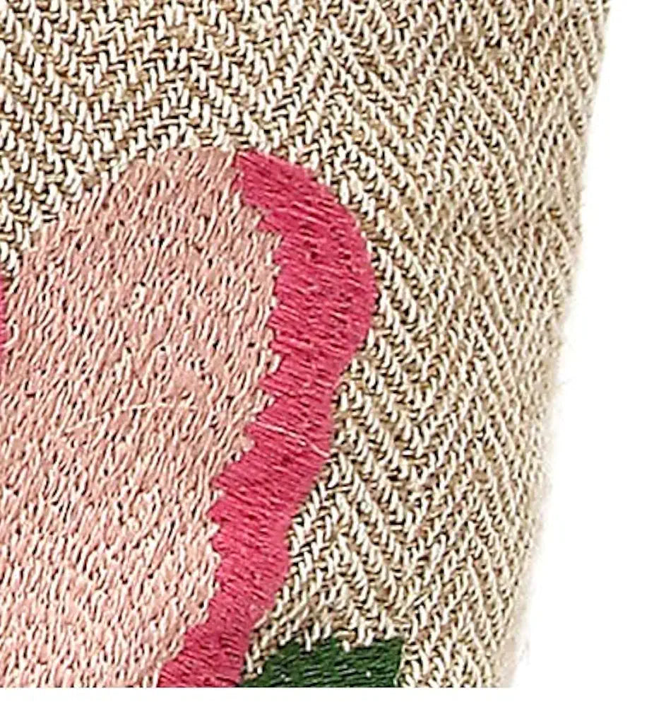 ASTRID Embroidered Floral Jute Tote Bag for Women and Girls with Zip, Tassels, Internal Zipper And Completely Biodegradable