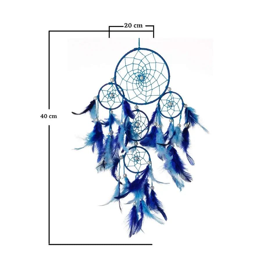 Rooh Dream Catcher ~ Blue 4 Tier with Pretty Lights ~ Handmade Hangings for Positivity 