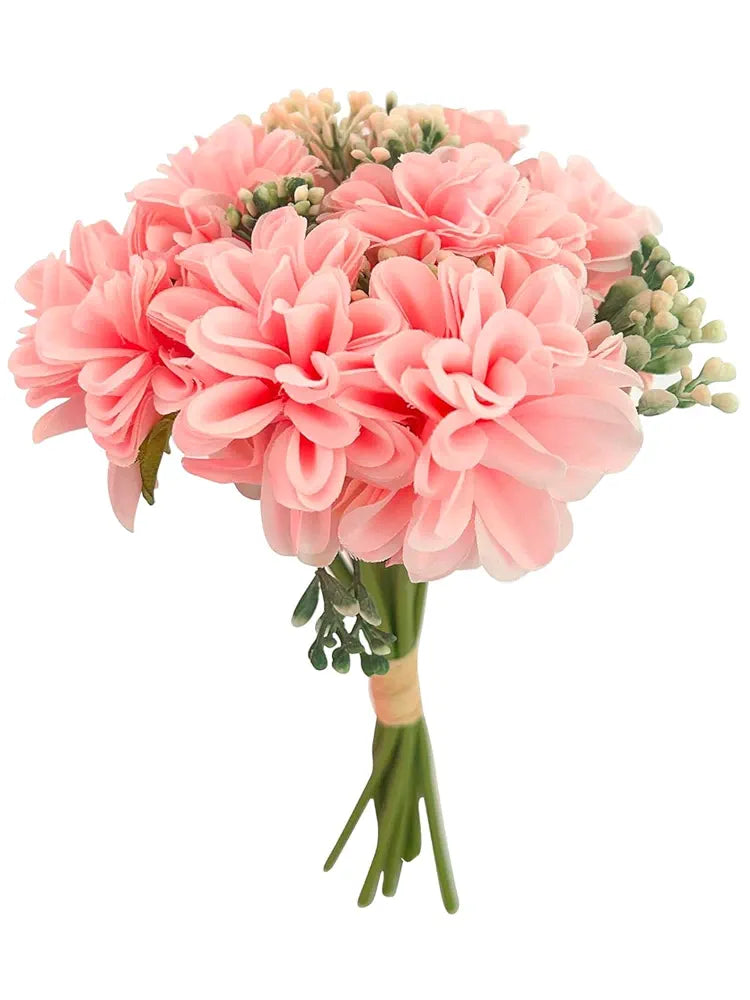 TIED RIBBONS Pack of 2 Artificial Hydrangea Dahlia Flowers Bunch for Home Décor Vase Pot Living Room Office Table, Diwali Decoration Items for Home, Diwali Gifts  