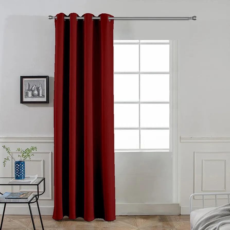 Divine Casa Super Satin Semi Blackout Door Curtain 7 Feet | Cherry Red | Light-Blocking Polyester Panel with Metal Eyelets for Darker Rooms | 1 Piece