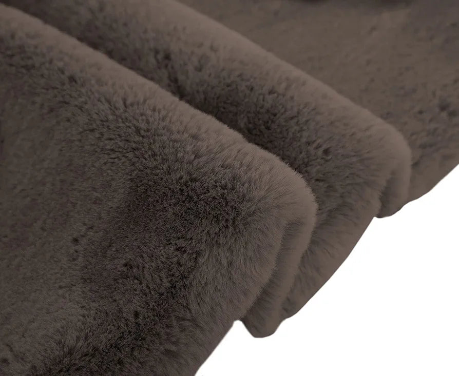 Luxe Home Ruffle Floor Rug Rabbit Fur 1000 GSM Living Room Foot Mats Anti Skid Water Absorbent Easy Machine Washable Rug for Bedroom | Floor | 3 X 5 Ft | Cocoa | Pack of 1