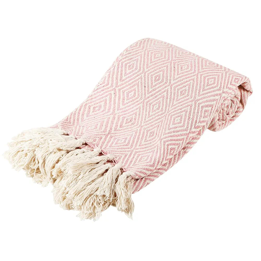 SASHAA WORLD Cotton Throw Blanket | Throw for Living Room, Sofa, Bed, Chair, Picnic & Used for Gift | Cotton Diamond Throw 130x 180 cm 