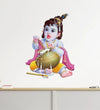 Rawpockets Lord Krishna with Pot Self Adhesive Wall Sticker-PVC