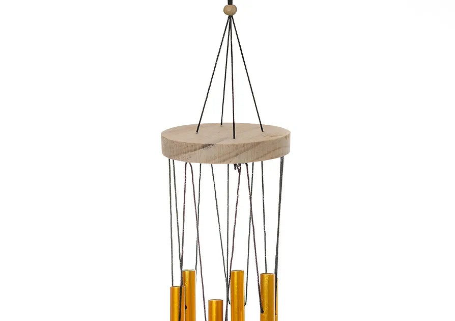 Tej Gifts Feng Shui Metal Wind Chime with 6 Golden Pipes – Positive Energy Good Luck Chime for Home, Balcony & Garden – Decorative Indoor/Outdoor Hanging Bell