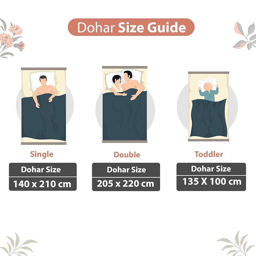 Divine Casa Floret 100% Cotton Double Dohar | 120 GSM | Soft & Lightweight Throw Blanket | Reversible Design | Cozy & Breathable Bedding | All-Season Comfort | 220 x 205 CM, Floral Blush