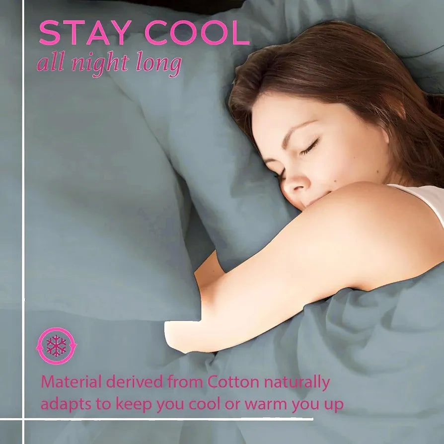 Trance Home Linen Premium 300 TC Pure 100% Cotton Single Size Solid Fitted Bedsheet with 1 Pillow Cover , Small_Single