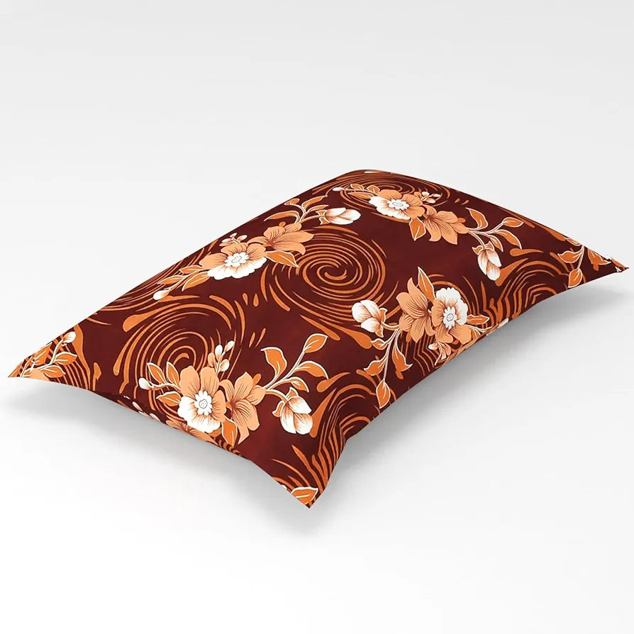 Homefab India 180 TC Microfiber Single BedSheet with 1 Pillow Cover - Brown, Floral