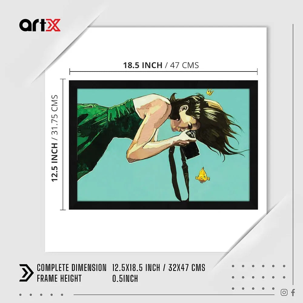 ArtX Paper Abstract Girl Framed Painting, Wall Art Painting, Synthetic Wood, Multicolour 12.5 X 18.5 Inch