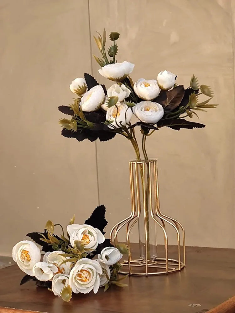 SATYAM KRAFT 2 Pcs Artificial Rose Flower Sticks | Decorative Items for Home Decor, Room, Living Room, Table Centerpiece, Balcony, Office | Perfect for Wedding, Birthday, Enagagement 