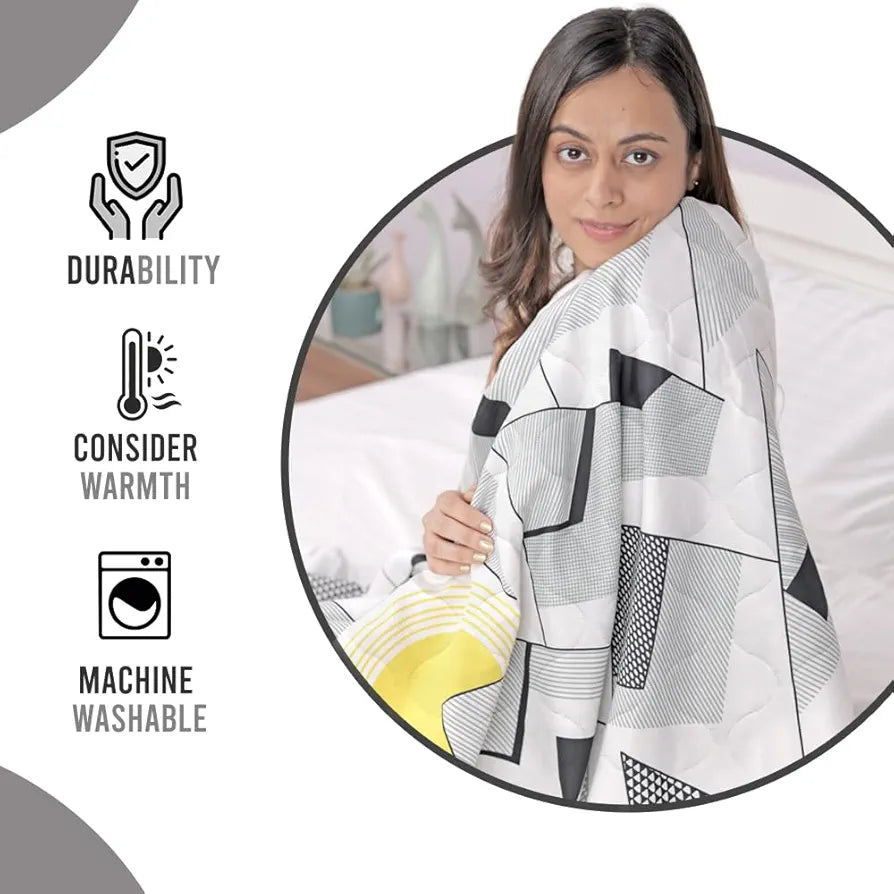 Divine Casa Super Soft Geometric 120 GSM Microfiber Winter Double Bed Comforter/Duvet| King Size Bed AC Blanket/Quilt - 254 x 230 cm 