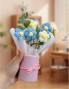 Artificial Crochet Flower Bouquet/artificial Flowers Bunch Blue Daisy Bouquet