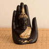 Ecraftindia Golden Handcrafted Palm Buddha Polyresin Showpiece | Black