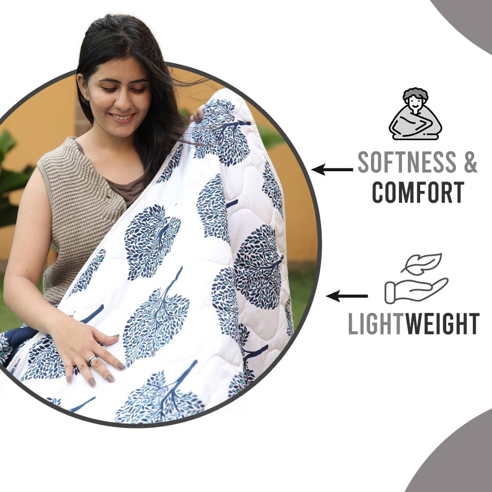 Divine Casa 120 GSM Microfiber Single Bed Comforter | Soft & Lightweight Reversible AC Blanket | All-Season 3-Layered Quilt | 230 x 140 cm, Dark Sapphire
