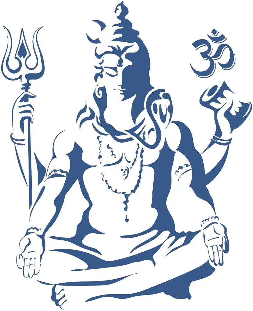 Rangoli Large Shiv Self Adhesive Wall Sticker Size 50x50 cm Pack of 1 Vinyl Sticker