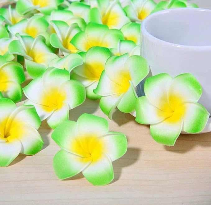 VRB Dec Artificial Big Foam Hawaaii Fake Foam Water Floating Flowers for Pooja Thali, Festival and Events, Home, Table, Badroom, Pooja Room, Diwali Decoration Items and DIY Craft (Green, 12)