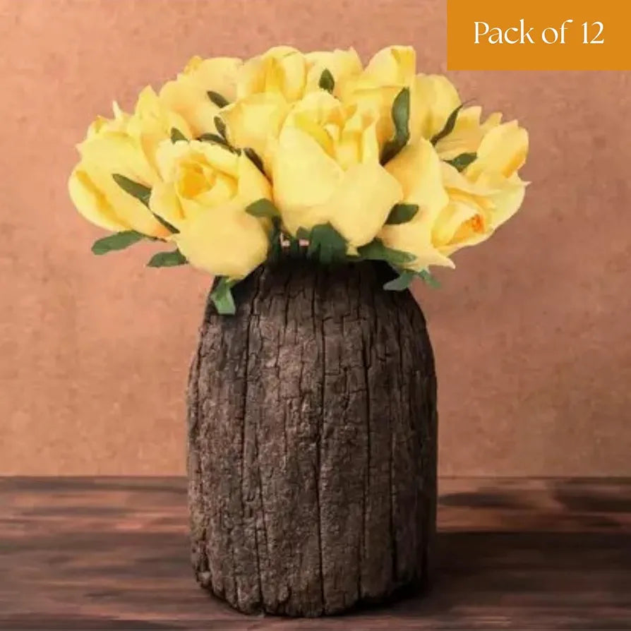 VERVENIX Set of 12 Artificial Rose Flower Bunches for Vase  – Premium Decorative Gift Items for Living Room, Bedroom, Wedding, Party, and Events 