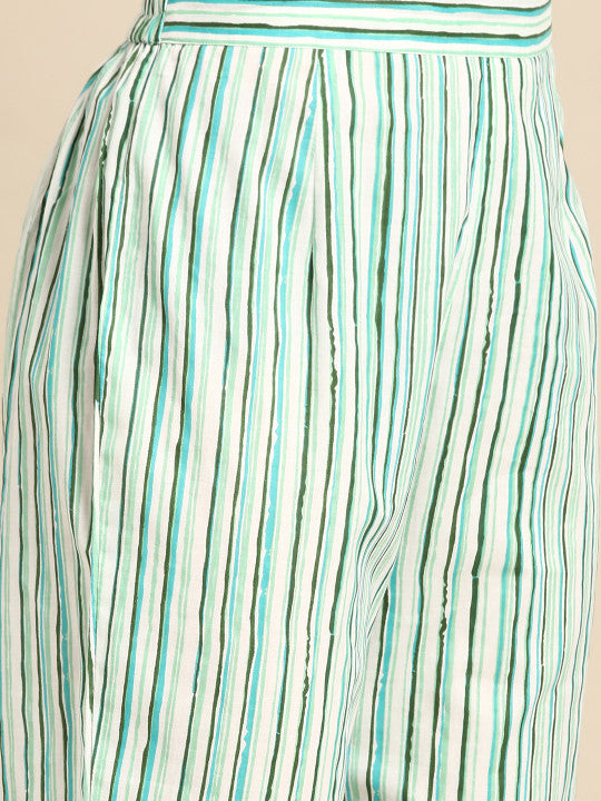 anayna Floral Printed Regular Pure Cotton Sweetheart Neck Kurta With Trousers & Dupatta