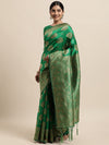 Janasya Green Woven Design Silk Blend Heavy Work Banarasi Saree