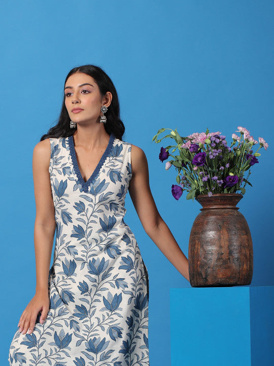 anayna Women Floral Printed Regular Kurta with Trousers