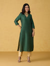 Likha Viscose Silk Green Zari Thread Work Straight Kurta