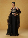 Likha Ghoomar Black Embroidered Lehenga Choli with Dupatta LIKLEH16 (Set of 3)