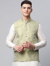 Jompers Men Green Embellished Nehru Jackets