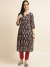 Fabclub Ethnic Motifs Printed Dobby Cotton A-Line Kurta