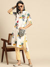 Sangria Floral Printed Pure Cotton Kurta with Trousers