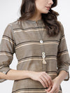 Vishudh Women Brown Striped Kurta