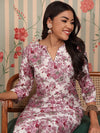 House of Pataudi Ethnic Motifs Printed Straight Chanderi Silk Kurta with Trousers