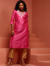 IMARA Floral Yoke Design Gotta Patti Straight Kurta