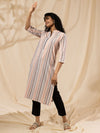 Likha Peach Woven Stripe Kurta LIKKUR41 - M