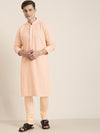 Vastramay Men Pink Ethnic Motifs Embroidered Georgette Kurta