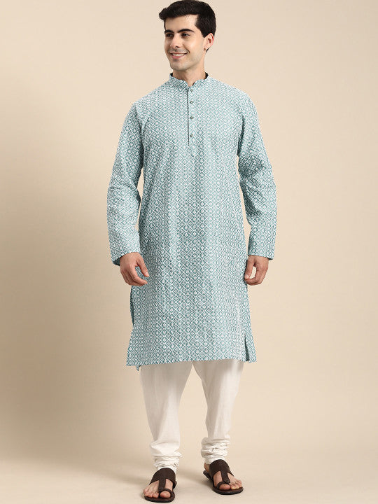 Anouk Men Geometric Embroidered Thread Work Kurta