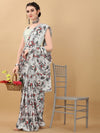 Kasee Off White & Grey Floral Satin Saree