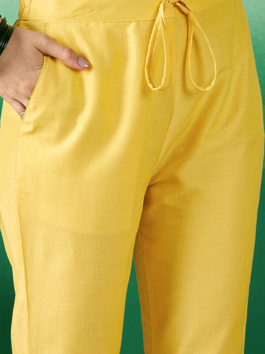 Sangria Embroidered Straight Kurta With Trouser & Dupatta