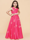 Bitiya by Bhama Girls Pink & Off White Printed Cotton Ready to Wear Lehenga - (5-6Y)