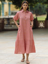 Anayna Puff Sleeve A-Line Cotton Midi Dress