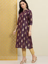 House of Pataudi Women Purple & Gold-Toned Paisley Printed Jashn Kurta