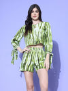 All about you Green Tie & Dye Shirt & Shorts Set