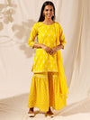 Likha Yellow Short Kurta Sharara Dupatta LIKSKD19 (Set of 3) - M